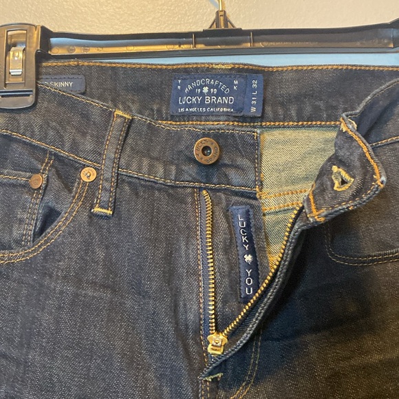 Lucky Brand Jeans Men 31x32 Rebel Super Skinny Dark Blue Wash Denim Cotton Blend - Picture 6 of 17